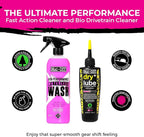 Muc-Off Waterless Wash & Dry Bike Chain Lube Bundle | 750ml High-Performance Bike Cleaner Spray + 120ml Wax-Based Chain Lube | No Rinse Bike Wash + Dry Weather Lubrication