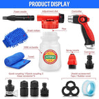 Car Wash Foam Gun/Hose Sprayer, 16 IN 1 Cannon, Adjustable with 2.5-6 Ratio Dial Foam Blaster, 1L Bottle, Nozzles, Mitten, 1/2” Quick Connector for Garden Hose, for Car/Garden Cleaning