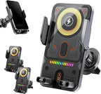 2026 New Cool Car Wireless Fast Charging Holder, Motorized 90° Rotating Phone Mount Charger with Auto-Clamping, 15W Wireless Car Charger for Smartphones, Smart Sensor Air Vent Accessories