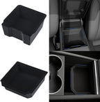 Center Console Organizer for 2026 Tesla Model Y Juniper Accessories & Model 3 Highland 2026-2024 Flocked Storage Organizer Set Center Console Box, Armrest Box and DIY Cup Mat