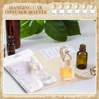 Boao 50 Sets Hanging Car Air Freshener Diffuser Bottles with Instruction Card and 4 x 6'' Resealable Holographic Bag for Empty Car Essential Oil Perfume Bottles Packaging (Cube)