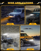 Auxbeam 12 Inch LED Light Bar, 6 Modes Strobe Amber Pod Lights Yellow Fog Light Dual Color Spot Flood Offroad Driving Lights, Memory Function LED Work Lights for Truck Car ATV