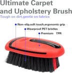 Carpet Cleaning Brush & Upholstery Brush Set, Hard Bristle Carpet Scrub Brush, Rug Brush, Couch Cleaner Brush, Fabric/Leather Detail Brush for Car, Home & Outdoor Furniture (Red)
