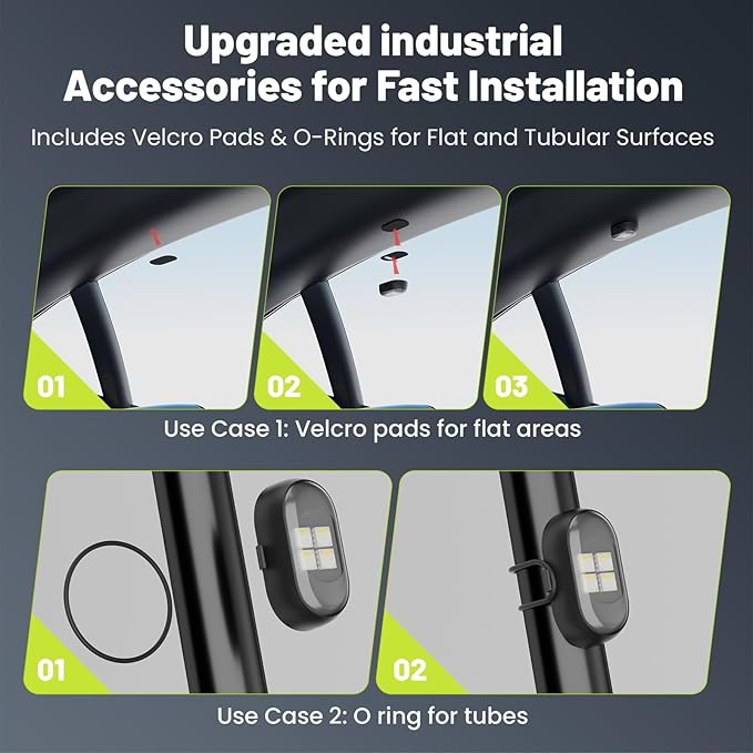 Upgrade LED Lights for Car-4PCS Interior Car Lights with Remote, USB-C 80 Hours 8 Colors IP65 Waterproof Rechargeable Underglow Wireless Strobe Lights for Trucks, eBike, Motorcycle