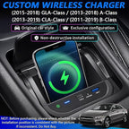Wireless Car Charger for Mercedes-Benz GLA GLB CLA A-Class B-Class 2013-2019, OEM Custom Fit with 27W USB-A & Type-C Wireless Fast Phone Charging Pad for Mercedes-Benz Interior Accessories