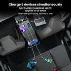 USB Charger Hub for Tesla Cybetruck with 110V AC Outlet & Retractable Cables - Seamless Integration, 30W PD/QC3.0 Fast Phone Charge, Center Console Docking Station Cybetruck Accessories (Black 1.0)