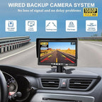 Kairiyard License Plate Backup Camera with 7 Inch Monitor, HD 1080P Reverse Camera Waterproof DIY Grid Lines No-Delay Wired Rear View Camera System for Truck Car SUV