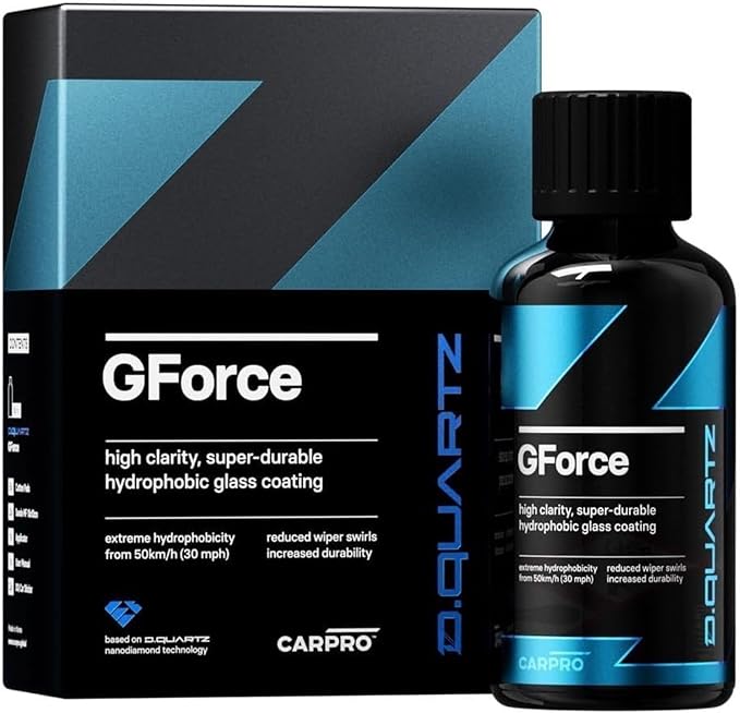 CARPRO DQUARTZ GForce Glass Coating - Windshield & Window Rain Repellent Glass Treatment Sealant Ceramic Coating for Crystal-Clear Vision - Super Durable Hydrophobic Slickness - (50mL Kit)
