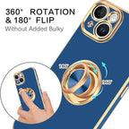 VENINGO iPhone 14 Case,Phone Cases for iPhone 14,Slim Fit Soft 360° Ring Holder Kickstand Magnetic Car Mount Supported Easy Clean Shockproof Protective Cover for Apple iPhone 14 6.1" 2022, Deep Blue