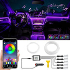 Car LED Interior Strip Light- Wireless Bluetooth APP Control, Multicolor RGB 5 in 1 with 236 inches Fiber Optic Ambient Lighting Kits, 16 Million Colors Sound Active Neon Led Lights Strip for Car