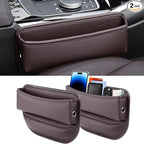 Universal Fit Premium Leather Car Seat Gap Filler Organizer, Center Console Organizer for Car SUV Truck (Brown, 2 Pack)