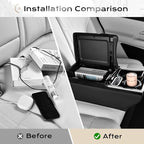 Coverado Center Console, Universal Bench Seat Center Console, Truck Back Seat Car Organizer with Cup Holder, Rear Central Car Armrest Box with Storage, Black