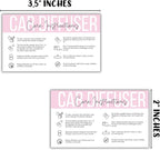 Car Oil Freshie Diffuser Care Freshie Instructions Cards | 50 pk 3.5x2” Hanging Oil Wood Top Aroma Air Freshener DIY Bulk Package Inserts Warning Labels Pink