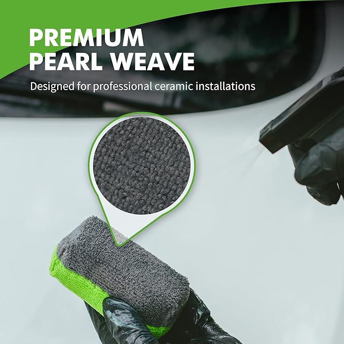 Premium Microfiber Applicator Pads (3 Pack), Ultra-Soft Ceramic Applicator Pads, Scratch-Free Car Wash Sponge, Perfect for Wax, Sealant, and Conditioner Application, Green/Gray
