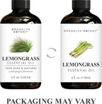Brooklyn Botany Lemongrass Essential Oil - Huge 4 Fl Oz - 100% Pure and Natural - Premium Grade with Dropper - for Aromatherapy and Diffuser