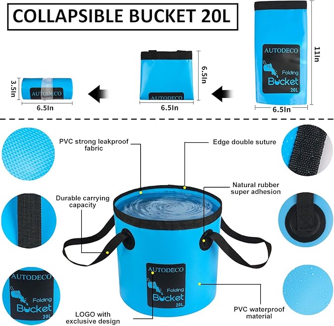 AUTODECO 29Pcs Car Detailing Kit Wash Cleaning Kits with Pump Foam Sprayer Collapsible Bucket Wash Brush Large Wash Mitt Towels Complete Interior Exterior Car Detailing Supply Set Blue