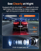 70mai 4K Dash Cam Front and Rear, Built in Wi-Fi 6 & GPS Car Camera, Super Night Vision, ADAS, 3'' IPS Screen, 24H Parking Mode, Time-Lapse, Loop Recording, with 128GB Card (A800SE)