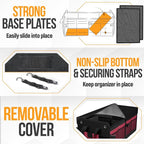 FORTEM Trunk Organizer For SUV Car Organizer and Storage, Multi-Compartment Storage Bag Car Accessories for Women Men, Perfect Christmas Gifts, 1680D Oxford, Non Slip Bottom, Straps, Soft Cover (90L)