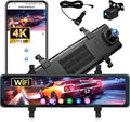 4K Mirror Dash Cam 11.26" Rear View Mirror Front and Rear View Dual Cameras with Night Vision,G-Sensor,Loop Recording,Parking Assistance,APP Control,24H Parking Monitor,Waterproof Backup Camera