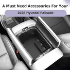 LUWU 2026 Palisade Center Console Organizer Compatible with 2026 Hyundai Palisade Accessories Armrest Console Organizer Lower Armrest Insert Tray Palisade LX3 2026 Accessories Black (Only for 7-Seat)