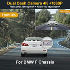 Fitcamx Front 4K+Rear 1080p Dash Cam Adapts for BMW F Chassis (Model B) 1 2 3 4 5 7 Series X1 X2 X3 X4 X5 X6 X7, OEM Style, Built-in WiFi & APP, Dual HD Video, Loop Recording, G-Sensor, 128GB Card