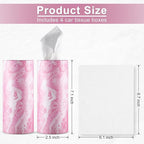 SINGARO Car Tissue Holder, 4 Pack Car Cup Holder Facial Tissues with Travel Tissue Bag, Quick and Convenient Flower Combination Car Tissue Box(4 Canisters/200 Tissues) Pink