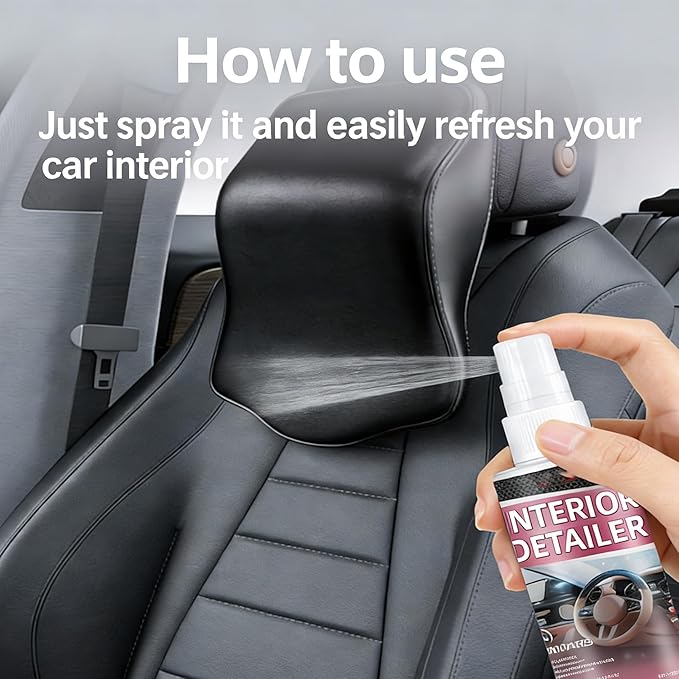 Professional Car Interior Detailer Spray - Multi-Surface Cleaner for Leather, Dash & Plastic - Surface Restoration & Protective Barrier - Non-Greasy Matte Finish (2)