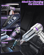 Tiiyee Car Vacuum Portable Cordless, Handheld Car Vacuum 16000PA High Power 4 in 1 with Dust Collection Filter Multi Nozzles Brushless Motor Type-C Charge for Home Office Keyboards Pet Hair
