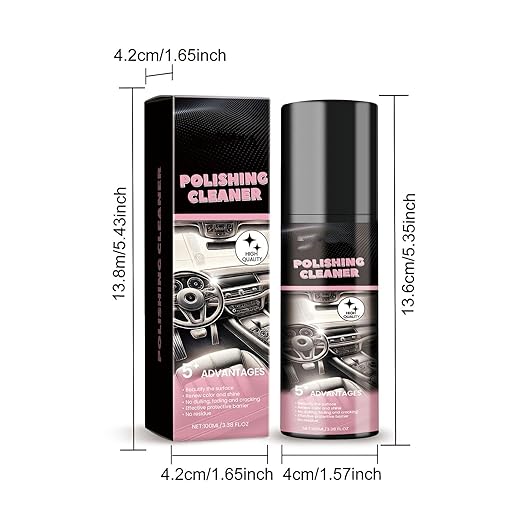 Polishing Cleaner for Car Interior Detailing,100ml Interior Protectant Car Detailing Spray,Waterless Spray Wax,Polishing Cleaner Detailer Spray,for Rubber,Leather (2PCS)