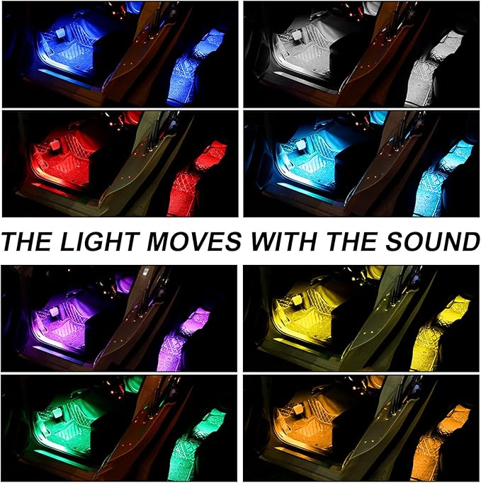 Interior Car LED Strip Lights with APP Control, RGB Ambient Lighting Kit with 118 inches Fiber Optic, 16 Million Colors Music Sync LED Vehicle Cigarette Lighter Neon Strip