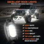 White Rock Lights,LEDMIRCY R6 LED Pure White Rock Lights 16PCS with Rocker Switch Wire Harness Kit Super Brigh Luces para Carro for Trucks UTV Off Road Boat ATV High Power Light Waterproof Shockproof