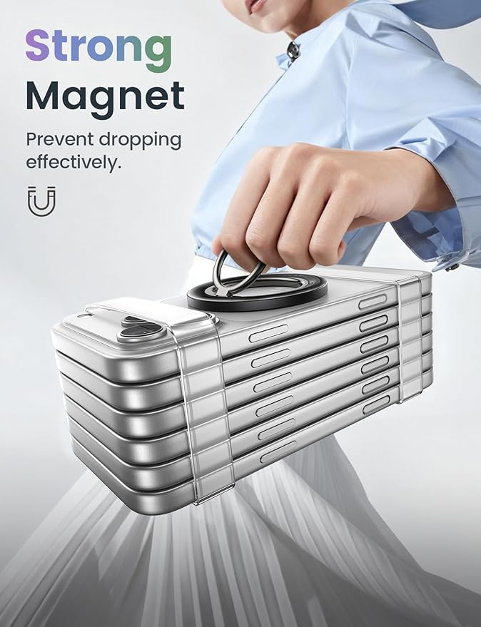 Lamicall for MagSafe Magnetic Phone Ring Grip - 360° Rotating Ring Holder with [Smooth Damping], Crystal Clear Finger Grip Kickstand, Strong Mag Safe Accessories for iPhone 17 Pro Max Air, All Phones