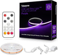 Tatazone 32.8ft Purple COB Led Strip Lights with Remote, Dimmable Bright Dotless Adhesive Indoor Led COB Light Strip for Cabinet, Painting, Room, Bed