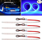Blue Led Strip Lights,24inch 12V Car LED Strip Light IP68 Waterproof Cuttable for Car Motorcycles Boat Golf Cart Truck Cargo Home Decoration with Strong Nano Tape,(4PCS)