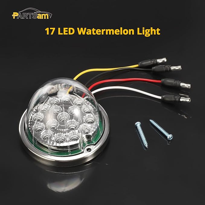 Partsam 1Pc Dual Revolution Watermelon Light, Amber 17LED Turn Signal/Marker Lights to Blue Auxiliary Light, Underglow Lights Compatible with Freightliner Kenworth Peterbilt Trucks