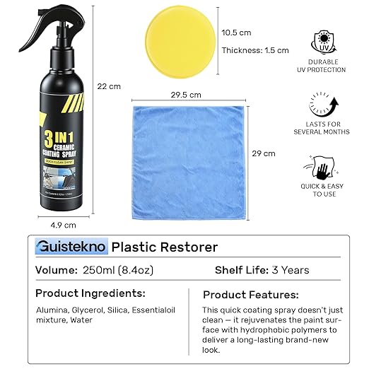 Car Quick Effect Coating Agent Spray 8.4oz, 6 Month Hydrophobic Ceramic Coating Spray for Vehicle, High Gloss Shine & Stain-Resistant Protection, DIY Friendly Car Care for Truck RV Motorcycle Boat