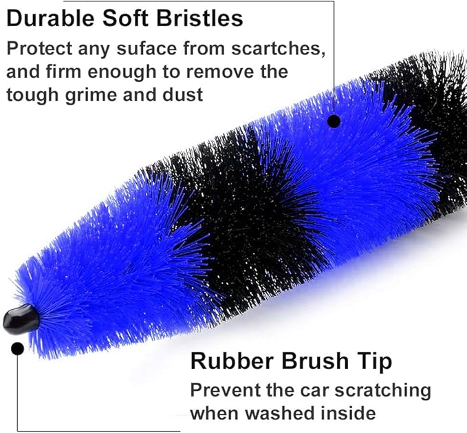 Linkhood 2-Pack Master Wheel Brush, Easy Reach Wheel and Rim Detailing Brush 18’’ Long Soft Bristle, Car Wheel Brush, Rim Tire Detail Brush,Multipurpose use for Wheels,Rims,Exhaust Tips,Motorcycles