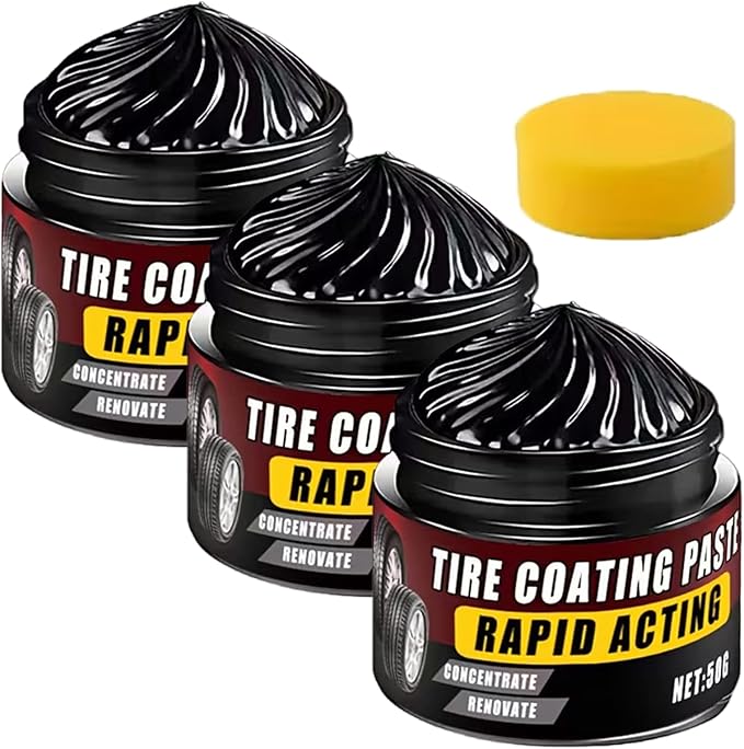 Premium Tire Coating & Trim Restorer, Tire Coating Paste Rapid Acting, Bring Back the Original Deep Black Shine to Rubber and Plastic (3PCS)