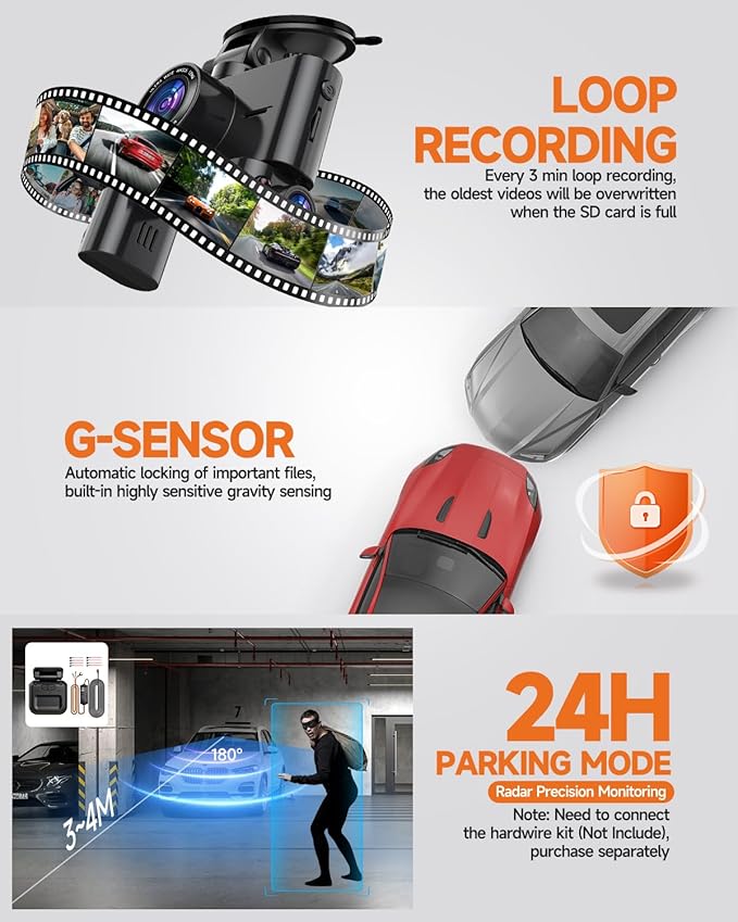 Dash Cam 360°, 4 Channel Camera for Cars Front and Rear Inside, 2K FHD Mini Dashcam, 5G WiFi, GPS, Free 64G Card, Voice Control, WDR, HDR, Night Vision, 24/7 Parking Mode(Upgraded Version V7PLUS)