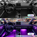 Acrylic Interior Car LED Strip Light,RGB 22 in 1 Neon Ambient Lighting Kits,Car Ambient Lighting with APP Control,LED Lights for Cars with Music Sync Dynamic Dreamcolor