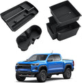 ECOZEN Center Console Organizer Set For 2023-2026 Chevy Colorado/GMC Canyon - 3 Pcs Double-Layer Armrest Organizer + Silicone Cup Holder + Behind Screen Organizer Tray For Colorado Canyon Accessories