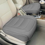 BOPUOVRE Car Seat Cover for Luxury & Comfort - PU Leather, Anti-Slip, Full Wrap Protection with Storage Pocket for Bottom Cushion - Universal Fit for 95% of Vehicles (Gray,2 Piece)