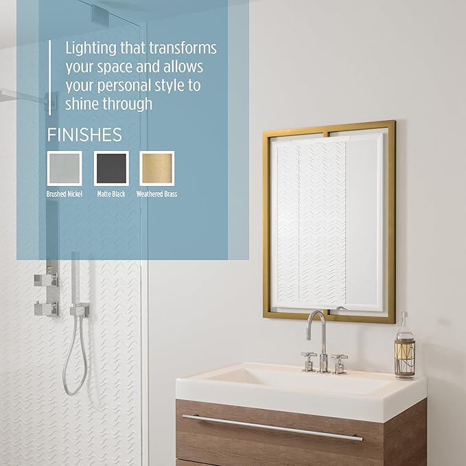 Quoizel Marcos Rectangular Wall Mirror, 32 x 24 Inch Brushed Nickel Decorative Small Mirror, Horizontal/Vertical, Modern Framed Mirror for Bedroom, Bath, Vanity, Over Sink, Living Room or Hallway