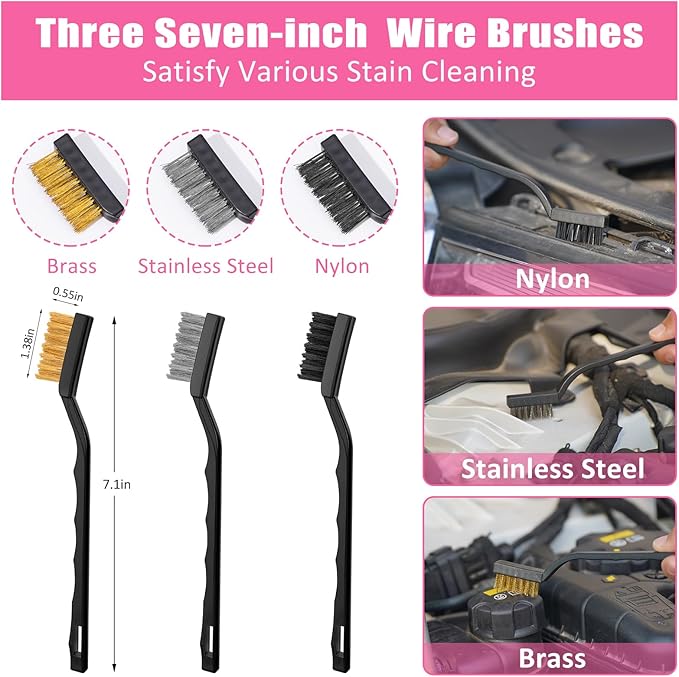 AUTODECO Windshield Cleaner Tool, 17Pcs Car Interior Detailing Kit, Detailing Brush, Towels, Duster, Car Cleaning Kit Interior for RVs, Truck, Trailer (Pink)