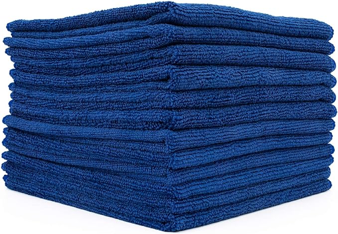 The Rag Company - All-Purpose Microfiber Terry Cleaning Towels - Commercial Grade, Highly Absorbent, Lint-Free, Streak-Free, Kitchens, Bathrooms, Offices, 300gsm, 16in x 16in, Royal Blue (12-Pack)
