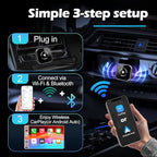 Wireless CarPlay & Android Auto Adapter, 2-in-1 USB Dongle Converts Wired to Wireless, 5GHz WiFi & Bluetooth Plug & Play, Keeps Factory Controls, USB-C Adapter, Wired Required, iOS 10+ Android 11+