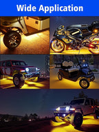 YM E-Bright 4Pcs Led Strip Lights for Car, 12inch Waterproof IP68 Car Underglow Strip Lights Decoration 18SMD 12V Led Interior Exterior Lights Strip for Cars Motorcycles Truck Golf Cart Boat - Yellow