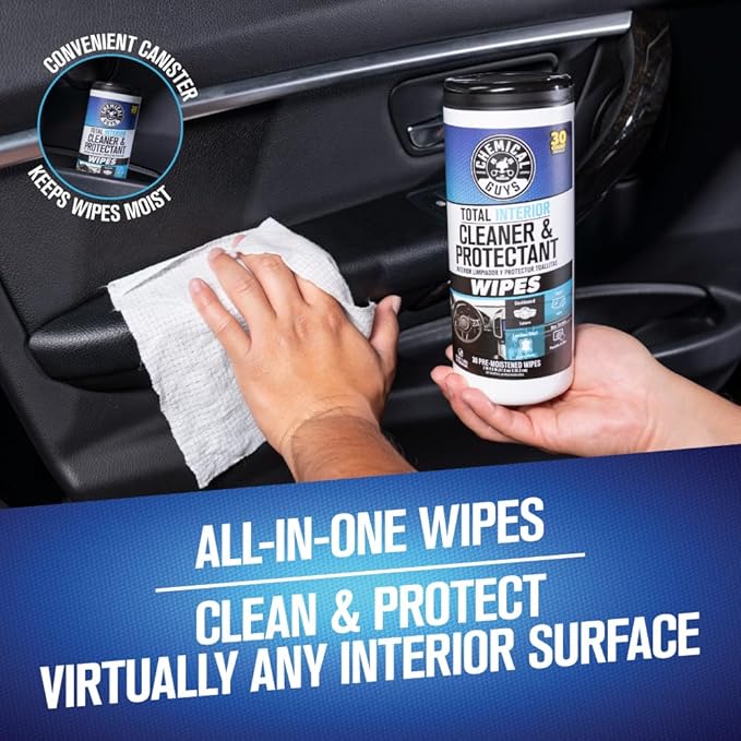Chemical Guys Canister Wipes - VRP & Total Car Interior Cleaner & Protectant, Great for Cars, Trucks, SUVs, RVs, & More (60 Ct)