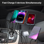 USB C Car Charger Adapter, 5 Ports 75W PD 3.0 Car Phone Charger Fast Charging Compatible with iPhone 16/15/14/13 Pro Max Series, iPad Pro, Galaxy S24/S23/S22/Note 20, Android, Pixel.
