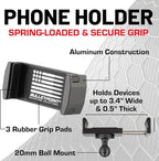 Bulletpoint Dash Mount Cell Phone Holder Compatible with 2013-2018 RAM Truck & 2019+ RAM 1500 Classic 20mm Ball Mount - Compatible with iPhone and Android Smartphones (Dual Ball with 1 Phone Holder)